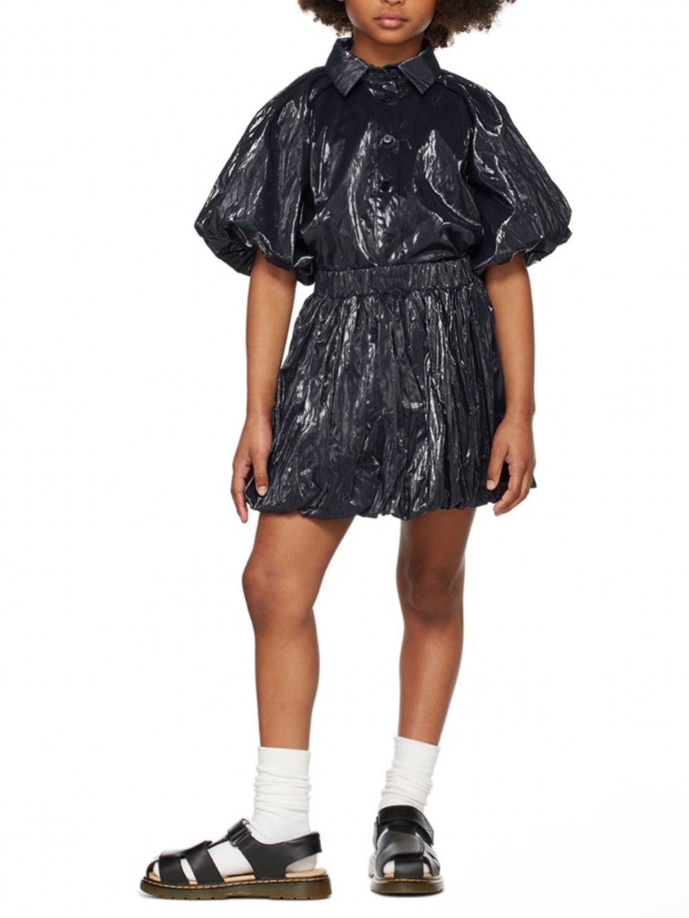 Caroline Bonsmans CRLNBSMNS coated puff sleeve top